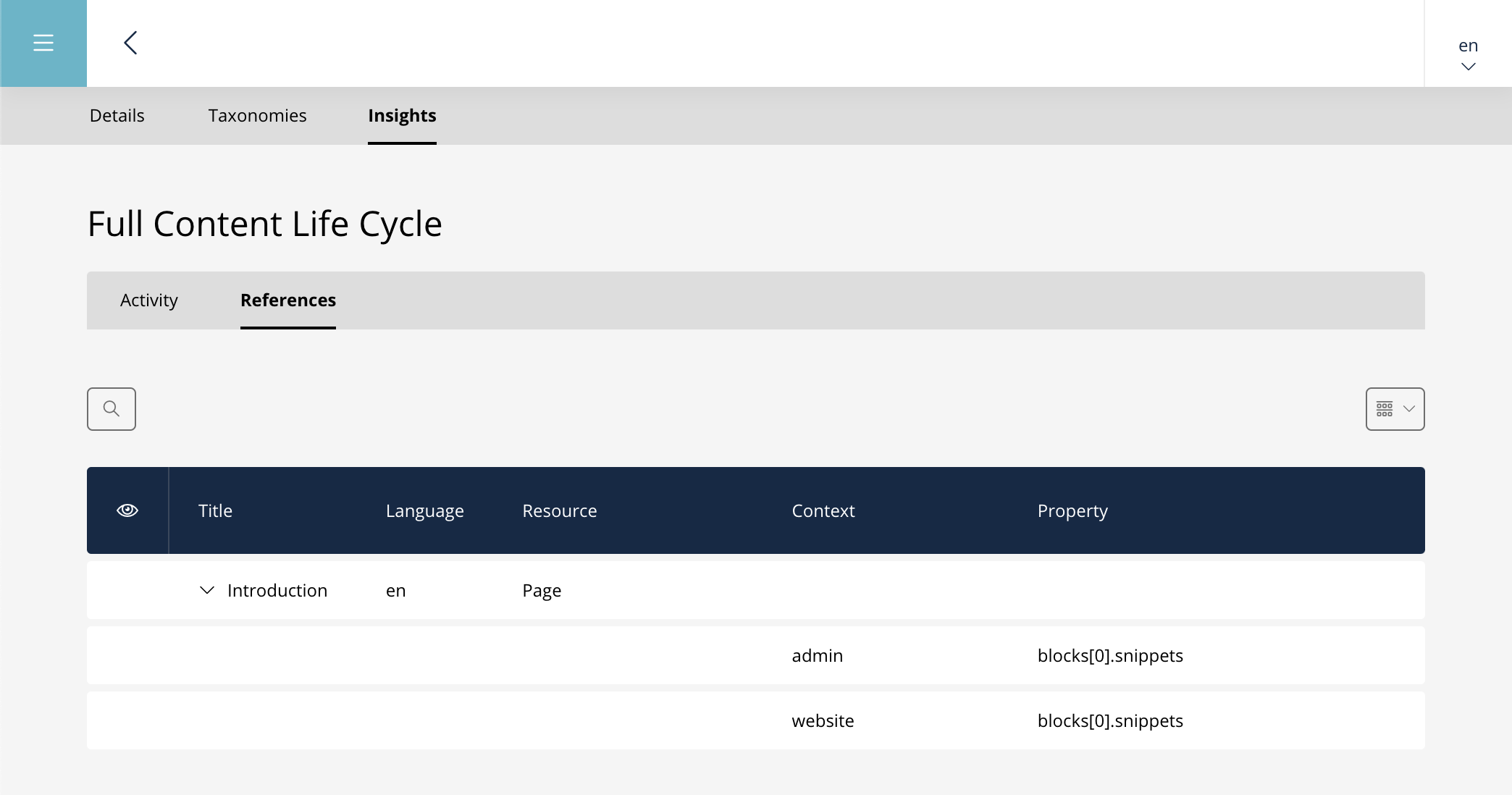 Snippet References